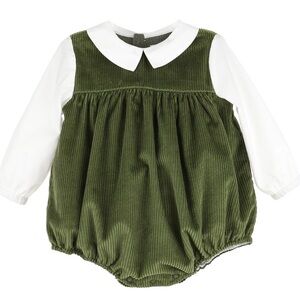Edgehill Collection Olive and White Corduroy Baby Bubble